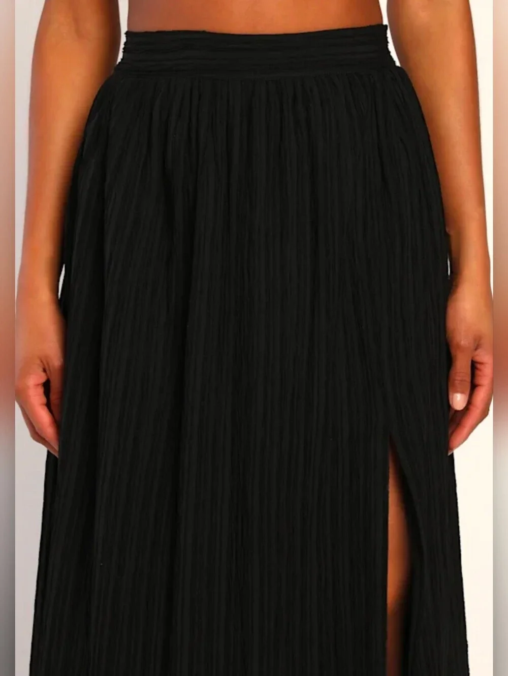 Lulus Midsummer Memories Black Mid-Rise Textured Maxi Skirt - Large - NWT!